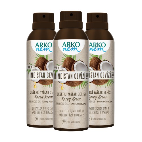 Arko Nem Değerli Yağlar Hindistan Cevizi Sprey Krem 150 ml x 3 Adet