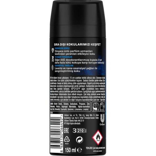 Axe Erkek Deodorant Spray Blue Lavender 150 ml Axe Erkek Deodorant Spray Blue Lavender 150 ml