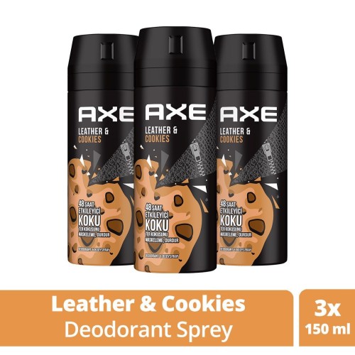 Axe Erkek Deodorant Sprey Leather & Cookies 150 ml x 3 Adet