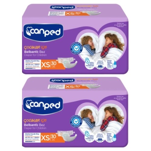 Canped Belbantlı Extra Küçük Hasta Bezi 30 lu x 2 Adet Canped Belbantlı Extra Küçük Hasta Bezi 30 lu x 2 Adet