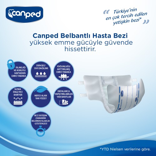 Canped Belbantlı Hasta Bezi Extra Büyük Boy Large 60