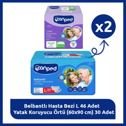 Canped L Bakım Paketi – 23 Hasta Bezi + 30 Yatak Koruyucu