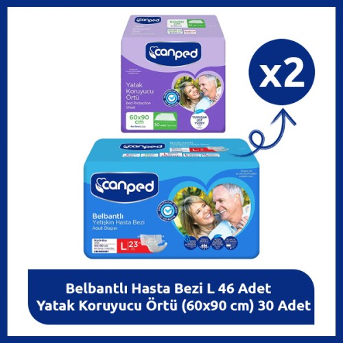 Canped L Bakım Paketi – 23 Hasta Bezi + 30 Yatak Koruyucu