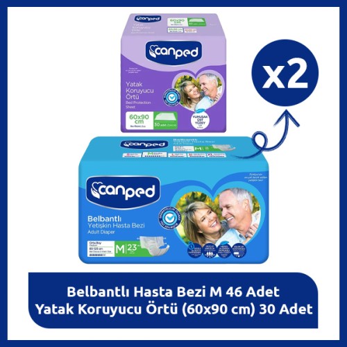 Canped M Bakım Paketi –23 Hasta Bezi + 30 Yatak Koruyucu Canped M Bakım Paketi –23 Hasta Bezi + 30 Yatak Koruyucu