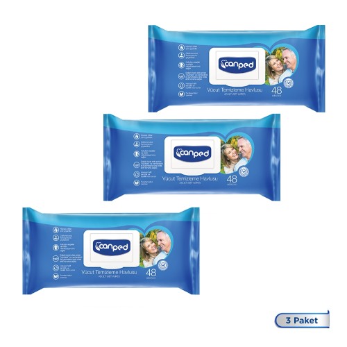 Canped Vücut Temizleme Mendili 48 li x 3 Adet (144 Yaprak) Canped Vücut Temizleme Mendili 48 li x 3 Adet (144 Yaprak)