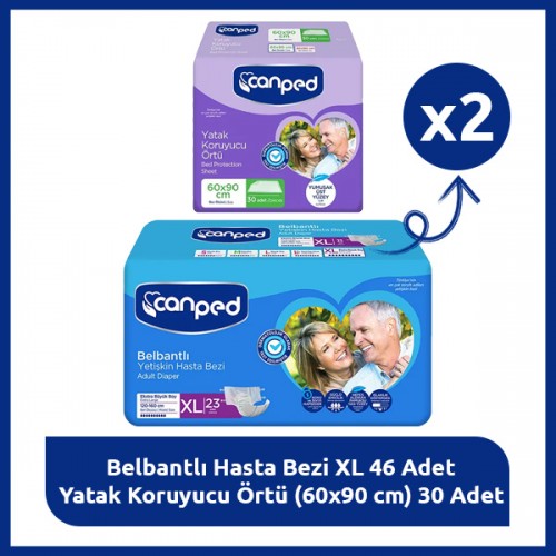 Canped XL Bakım Paketi -23 Hasta Bezi + 30 Yatak Koruyucu