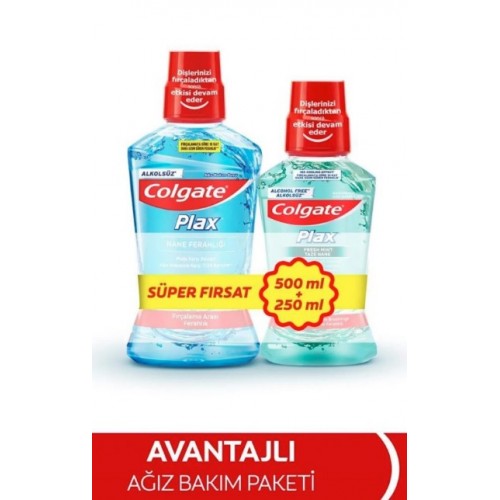 Colgate Plax Nane Ferahlığı Ağız Bakım Suyu 500 ml + Taze Nane 250 ml