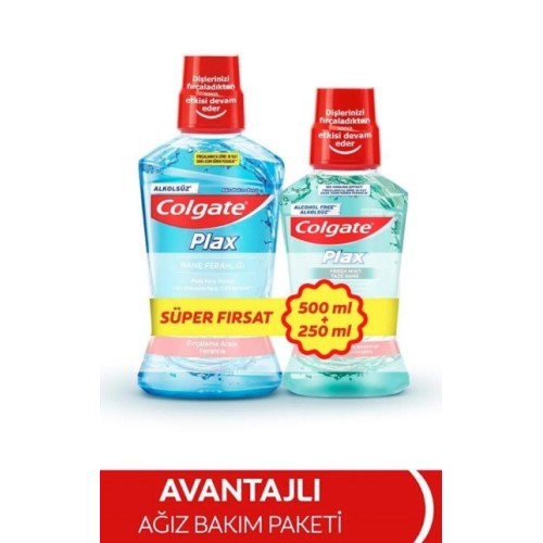Colgate Plax Nane Ferahlığı Ağız Bakım Suyu 500 ml + Taze Nane 250 ml