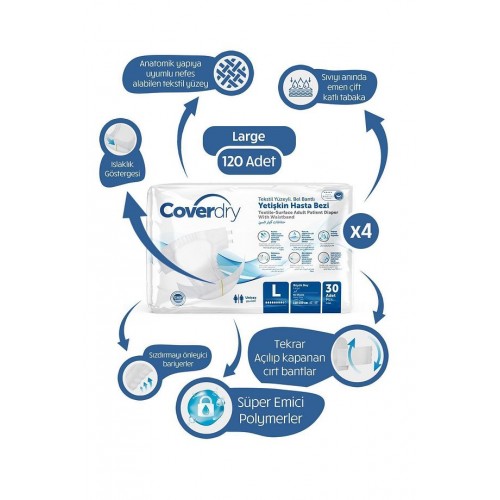 Coverdry Belbantlı Hasta Bezi Büyük Boy 30 lu x 4 Adet