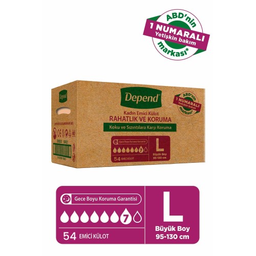 Depend Emici Külot Büyük Boy Kadın 9 lu x 6 Adet Depend Emici Külot Büyük Boy Kadın 9 lu x 6 Adet