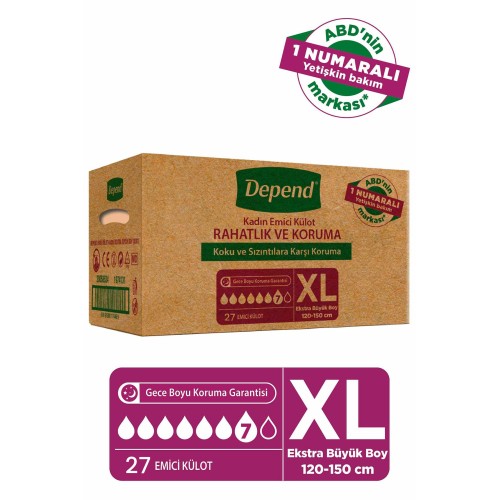 Depend Emici Külot Kadın Extra Büyük 9 lu x 3 Adet
