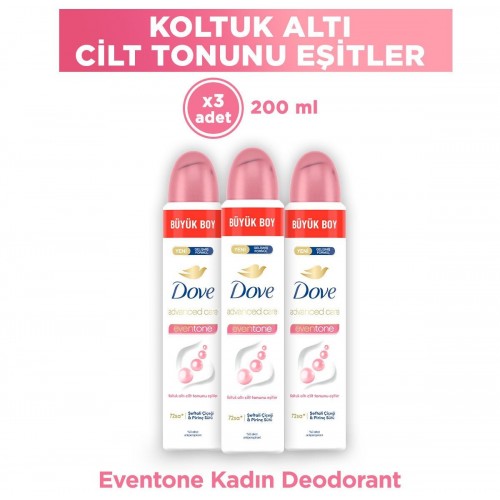 Dove Eventone Kadın Sprey Deodorant 200 ml x 3 Adet