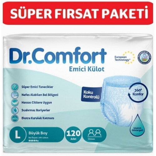 Dr.Comfort Yetişkin Emici Külot Büyük Boy 30 lu x 4 Adet