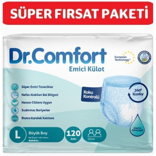 Dr.Comfort Yetişkin Emici Külot Büyük Boy 30 lu x 4 Adet