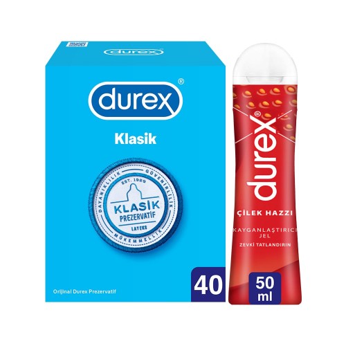 Durex Klasik 40 lı ve Play Kayganlaştırıcı Jel Çilek Hazzı 50 ml