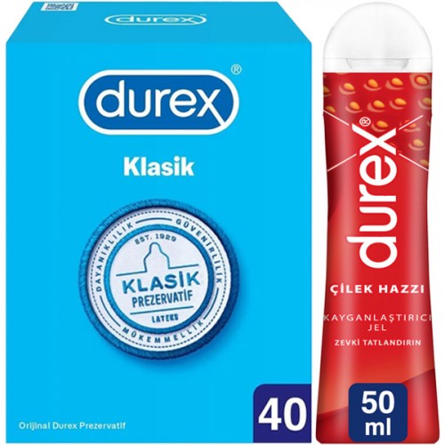 Durex Klasik 40 lı ve Play Kayganlaştırıcı Jel Çilek Hazzı 50 ml