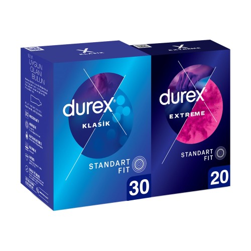 Durex Klasik Kondom 30 lu ve Extreme Prezervatif 20 li Durex Klasik Kondom 30 lu ve Extreme Prezervatif 20 li