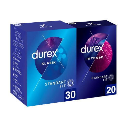 Durex Klasik Kondom 30 lu ve Intense Uyarıcı Prezervatif 20 li Durex Klasik Kondom 30 lu ve Intense Uyarıcı Prezervatif 20 li