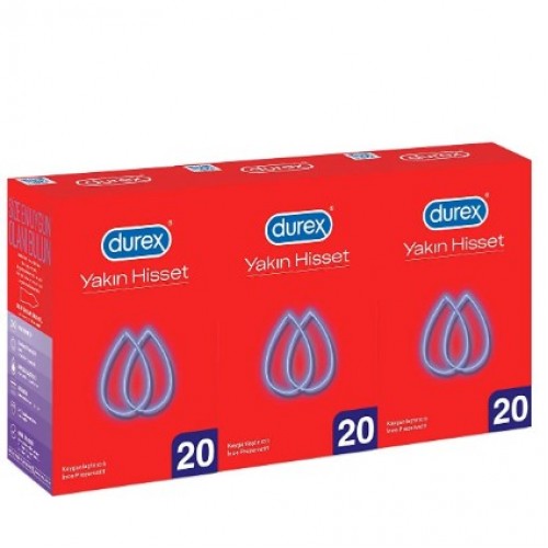 Durex Yakın Hisset Kondom 20 li x 3 Adet (60 Adet)