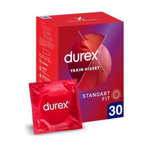 Durex Yakın Hisset Standart Fit Kayganlaştırıcılı Prezervatif 30 lu