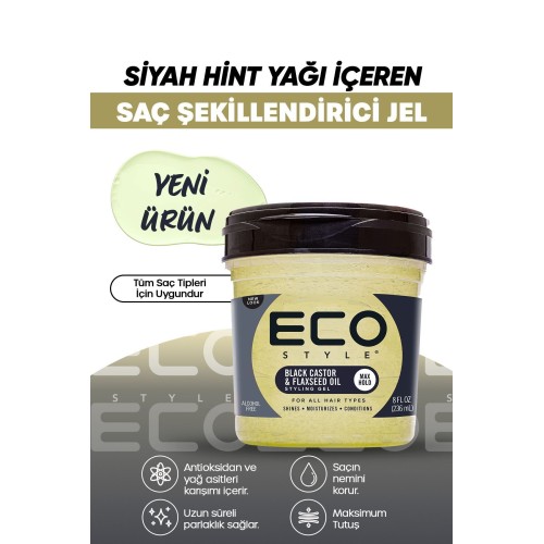 Eco Style Siyah Hint Yağı ve Keten Tohumu Saç Şekillendirici 236 ml