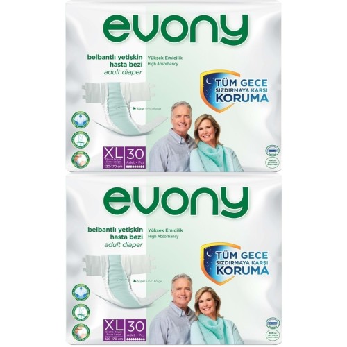 Evony Belbantlı Yetişkin Hasta Bezi Ekstra Large 30 lu x 2 Adet