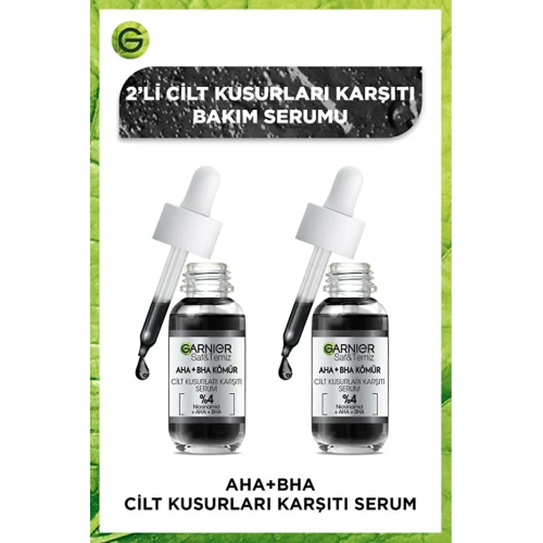 Garnier Aha + Bha Kömür Cilt Kusurları Karşıtı Serum 30 ml x 2 Adet