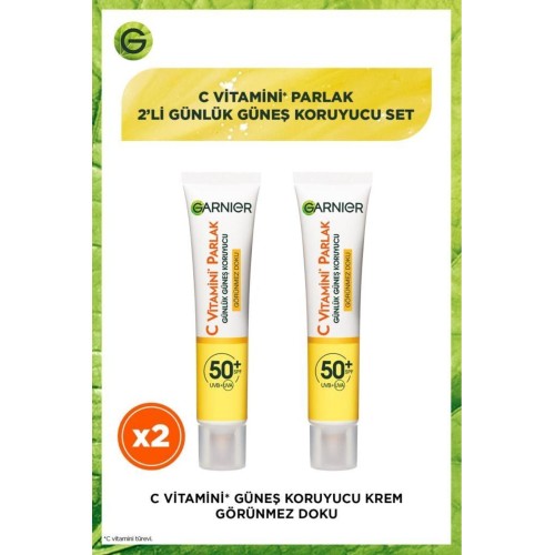 Garnier C Vitamini Günlük Güneş Koruyucu Fluid Yüz Kremi Spf50 40 ml x 2 Adet Garnier C Vitamini Günlük Güneş Koruyucu Fluid Yüz Kremi Spf50 40 ml x 2 Adet