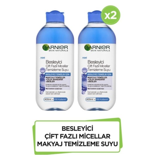 Garnier Micellar Besleyici Çift Fazlı Temizleme Suyu 400 ml x 2 Adet