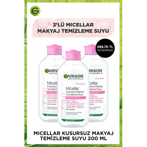 Garnier Micellar Kusursuz Makyaj Temizleme Suyu 200 ml x 3 Adet Garnier Micellar Kusursuz Makyaj Temizleme Suyu 200 ml x 3 Adet