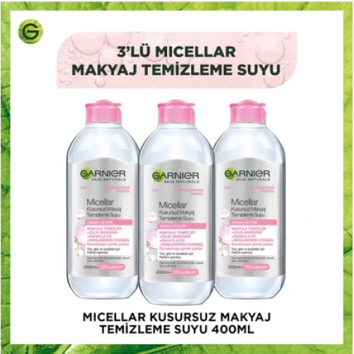 Garnier Micellar Kusursuz Makyaj Temizleme Suyu 400 ml x 3 Adet Garnier Micellar Kusursuz Makyaj Temizleme Suyu 400 ml x 3 Adet