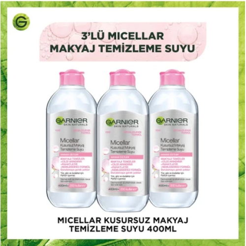 Garnier Micellar Kusursuz Makyaj Temizleme Suyu 400 ml x 3 Adet