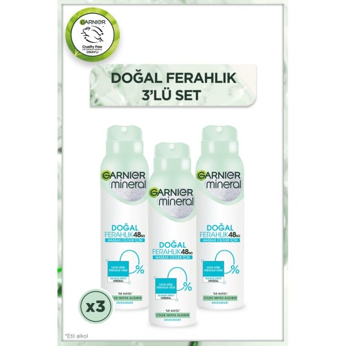 Garnier Mineral Doğal Ferahlık Sprey Deodorant 150 ml x 3 Adet Garnier Mineral Doğal Ferahlık Sprey Deodorant 150 ml x 3 Adet