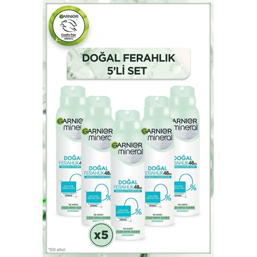 Garnier Mineral Doğal Ferahlık Sprey Deodorant 150 ml x 5 Adet