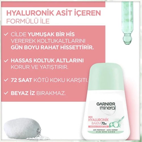 Garnier Mineral Hyaluronik Bakım Roll On Deodorant 50 ml x 5 Adet