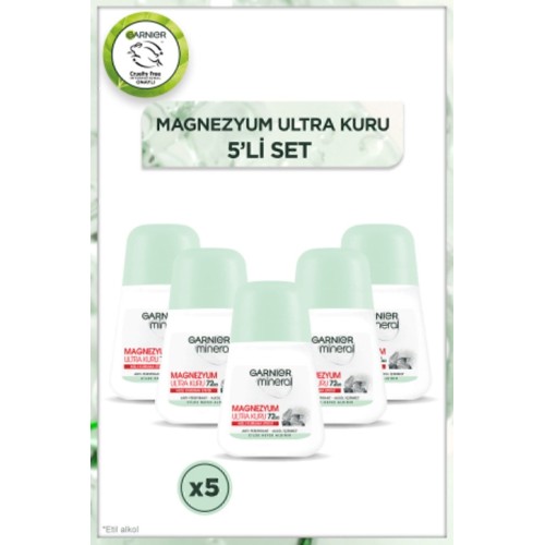Garnier Mineral Magnezyum Ultra Kuru Roll On Deodorant 50 ml x 5 Adet