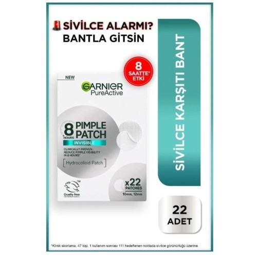 Garnier Pure Active Pimple Patch Invisible Sivilce Karşıtı Bant 22 li x 2 Adet