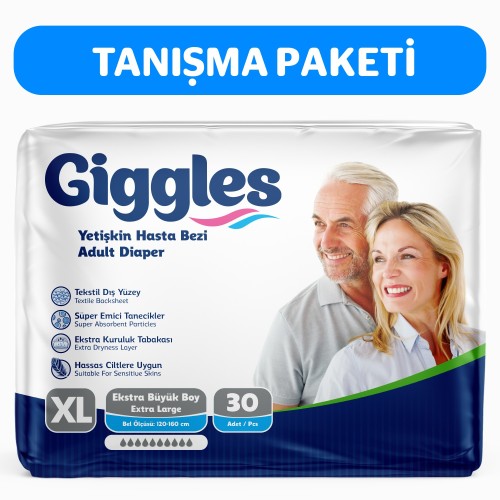 Giggles Belbantlı Yetişkin Hasta Bezi Ekstra Büyük Boy 30 lu x 4 Adet Giggles Belbantlı Yetişkin Hasta Bezi Ekstra Büyük Boy 30 lu x 4 Adet