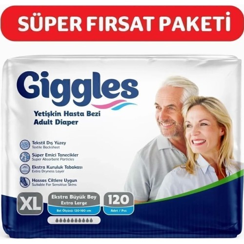 Giggles Belbantlı Yetişkin Hasta Bezi Ekstra Büyük Boy 30 lu x 4 Adet Giggles Belbantlı Yetişkin Hasta Bezi Ekstra Büyük Boy 30 lu x 4 Adet