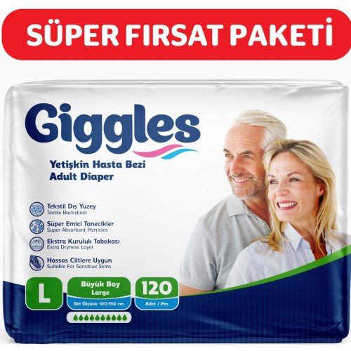Giggles Belbantlı Yetişkin Hasta Bezi Large 30 lu x 4 Adet