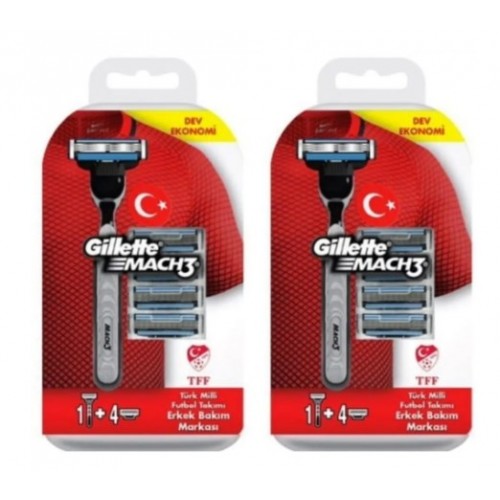 Gillette Mach3 Milli Takım Özel Tıraş Makinesi + 4 lü Tıraş Bıçağı 2li