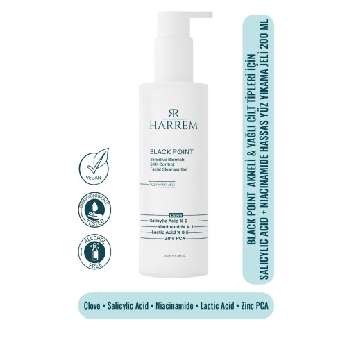 Harrem Black Point Akneli ve Yağlı Cilt için Yüz Yıkama Jeli 200 ml