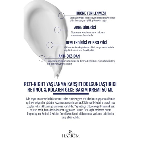 Harrem Reti-Night Yaşlanma Karşıtı Gece Bakım Kremi 50 ml
