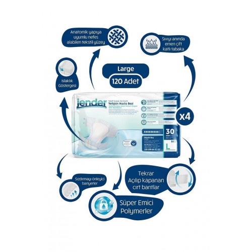 Jender Belbantlı Hasta Bezi Büyük Boy 30 lu x 4 Adet