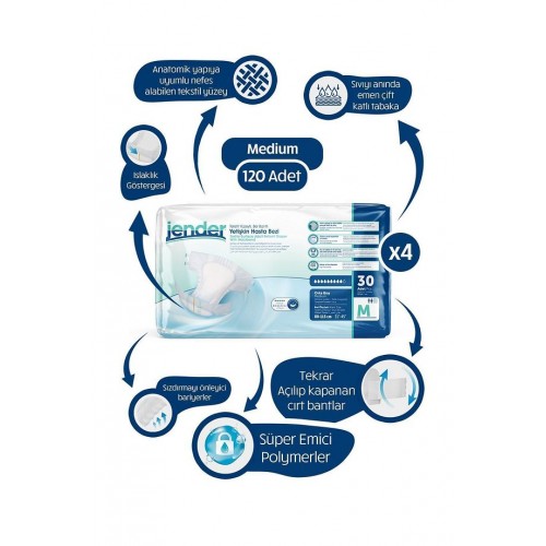 Jender Belbantlı Hasta Bezi Orta Boy 30 lu x 4 Adet