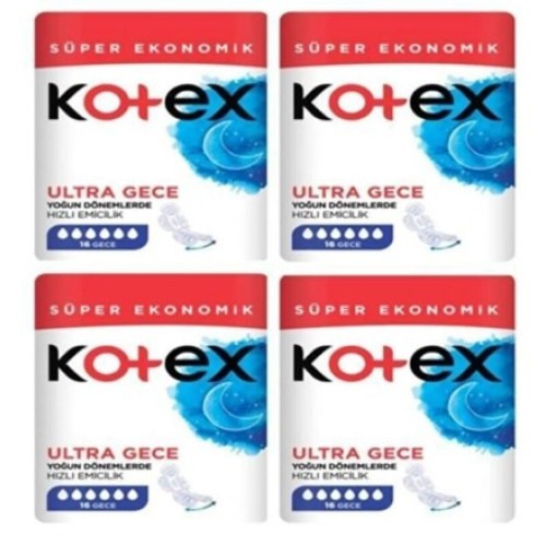 Kotex Ultra Quadro Süper Eko Gece 16 lı x 4 Adet