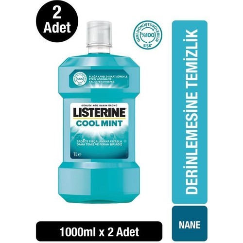 Listerine Ağız Bakım Suyu Cool Mint 1000 ml x 2 Adet