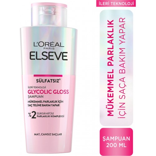 Loreal Paris Elseve Glycolic Gloss Mükemmel Parlaklık için Bakım Yapan Şampuanı 200 ml