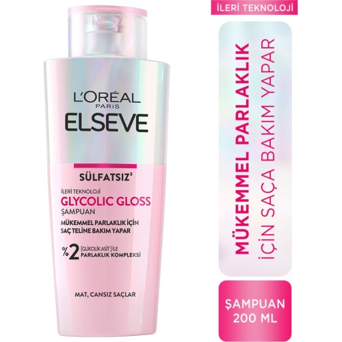 Elseve Glycolic Gloss Mükemmel Parlaklık için Bakım Yapan Şampuanı 200 ml