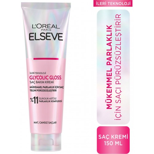 Loreal Paris Elseve Glycolic Gloss Mükemmel Parlaklık İçin Pürüzsüzleştirici Saç Kremi 150 ml